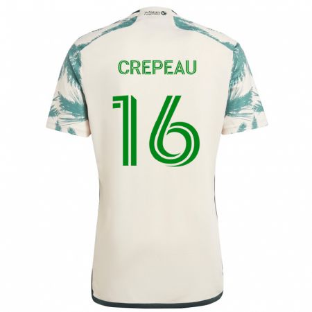 Kandiny Bambino Maglia Maxime Crépeau #16 Marrone Beige Kit Gara Away 2024/25 Maglietta