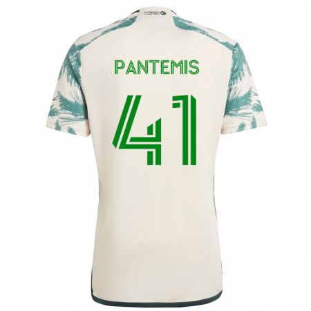 Kandiny Bambino Maglia James Pantemis #41 Marrone Beige Kit Gara Away 2024/25 Maglietta