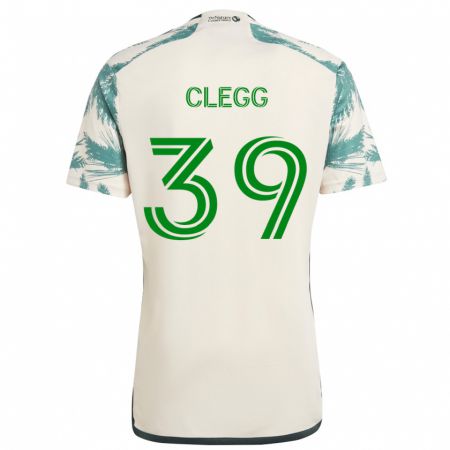 Kandiny Bambino Maglia Tyler Clegg #39 Marrone Beige Kit Gara Away 2024/25 Maglietta