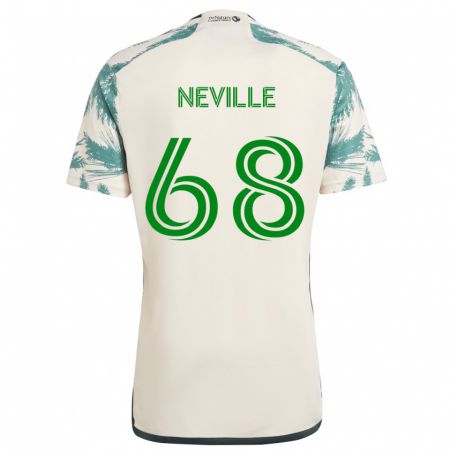 Kandiny Bambino Maglia Harvey Neville #68 Marrone Beige Kit Gara Away 2024/25 Maglietta