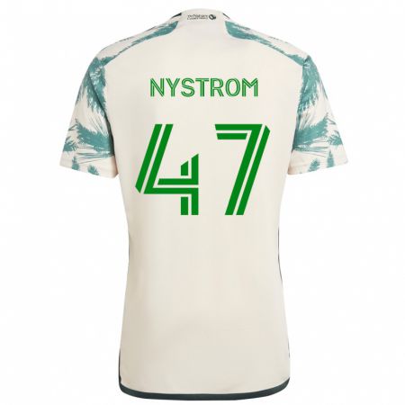 Kandiny Bambino Maglia Maximo Nystrom #47 Marrone Beige Kit Gara Away 2024/25 Maglietta