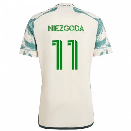 Kandiny Bambino Maglia Jaroslaw Niezgoda #11 Marrone Beige Kit Gara Away 2024/25 Maglietta