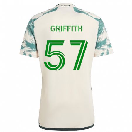 Kandiny Niño Camiseta Víctor Griffith #57 Beige Marrón 2ª Equipación 2024/25 La Camisa