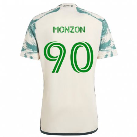 Kandiny Bambino Maglia Florián Monzón #90 Marrone Beige Kit Gara Away 2024/25 Maglietta