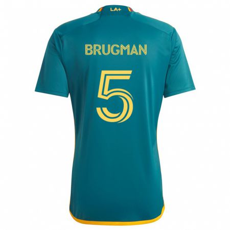 Kandiny Bambino Maglia Gastón Brugman #5 Verde Giallo Kit Gara Away 2024/25 Maglietta