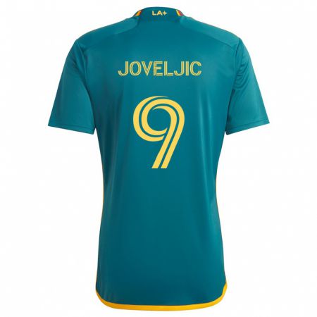 Kandiny Kinderen Dejan Joveljic #9 Groen Geel Uitshirt Uittenue 2024/25 T-Shirt