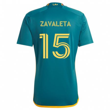 Kandiny Bambino Maglia Eriq Zavaleta #15 Verde Giallo Kit Gara Away 2024/25 Maglietta