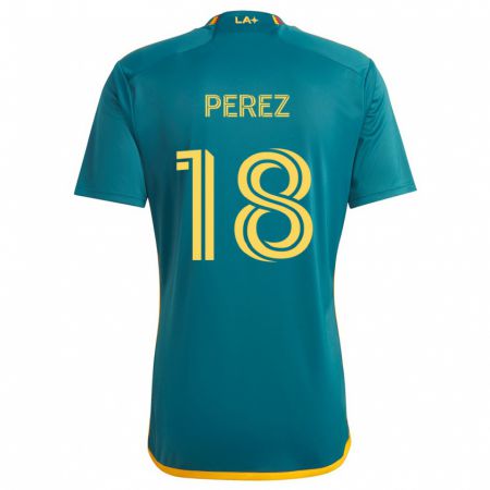 Kandiny Kinderen Jonathan Pérez #18 Groen Geel Uitshirt Uittenue 2024/25 T-Shirt België