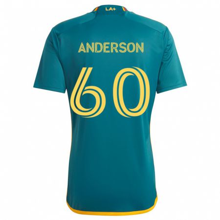 Kandiny Kinderen Nolan Anderson #60 Groen Geel Uitshirt Uittenue 2024/25 T-Shirt