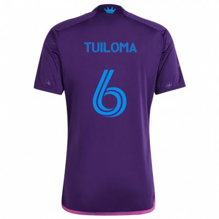 Kandiny Bambino Maglia Bill Tuiloma #6 Viola Blu Kit Gara Away 2024/25 Maglietta