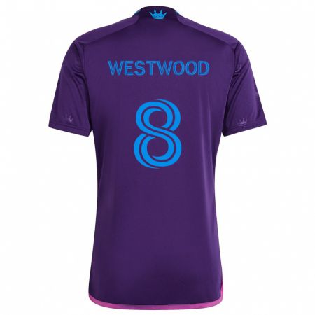 Kandiny Kinderen Ashley Westwood #8 Paarsblauw Uitshirt Uittenue 2024/25 T-Shirt