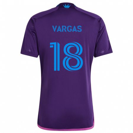 Kandiny Kinderen Kerwin Vargas #18 Paarsblauw Uitshirt Uittenue 2024/25 T-Shirt