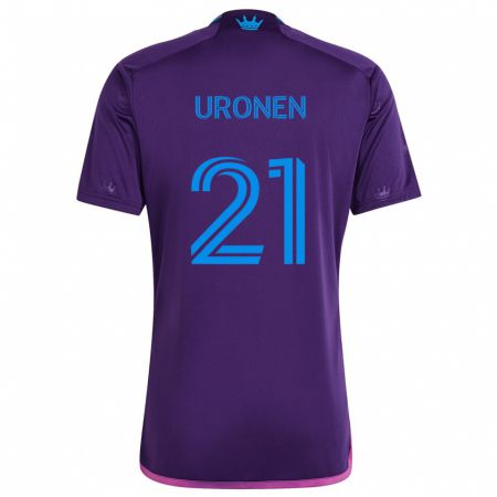 Kandiny Bambino Maglia Jere Uronen #21 Viola Blu Kit Gara Away 2024/25 Maglietta