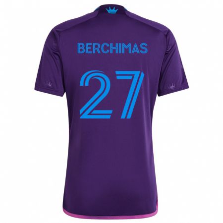 Kandiny Bambino Maglia Nimfasha Berchimas #27 Viola Blu Kit Gara Away 2024/25 Maglietta