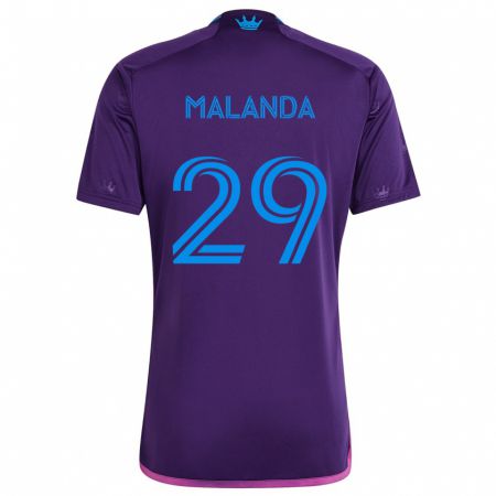 Kandiny Bambino Maglia Adilson Malanda #29 Viola Blu Kit Gara Away 2024/25 Maglietta