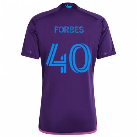 Kandiny Bambino Maglia Jahlane Forbes #40 Viola Blu Kit Gara Away 2024/25 Maglietta