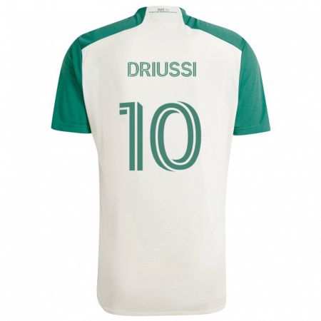 Kandiny Kinderen Sebastián Driussi #10 Bruine Kleuren Groen Uitshirt Uittenue 2024/25 T-Shirt