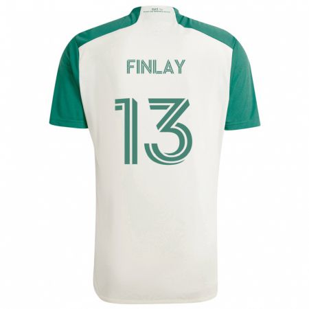 Kandiny Kinderen Ethan Finlay #13 Bruine Kleuren Groen Uitshirt Uittenue 2024/25 T-Shirt