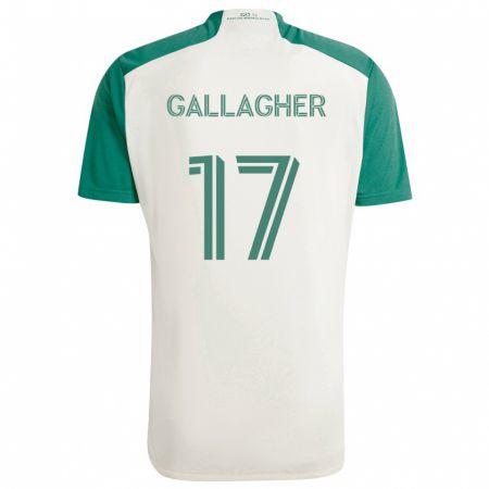 Kandiny Kinderen Jon Gallagher #17 Bruine Kleuren Groen Uitshirt Uittenue 2024/25 T-Shirt