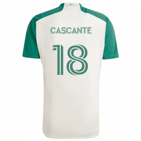 Kandiny Bambino Maglia Julio Cascante #18 Colori Marrone Chiaro Verde Kit Gara Away 2024/25 Maglietta