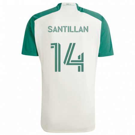 Kandiny Bambino Maglia Jonathan Santillan #14 Colori Marrone Chiaro Verde Kit Gara Away 2024/25 Maglietta