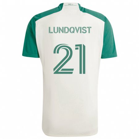 Kandiny Bambino Maglia Adam Lundqvist #21 Colori Marrone Chiaro Verde Kit Gara Away 2024/25 Maglietta