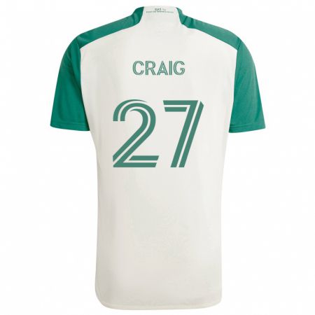 Kandiny Bambino Maglia Brandan Craig #27 Colori Marrone Chiaro Verde Kit Gara Away 2024/25 Maglietta