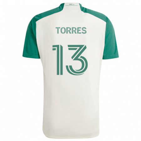 Kandiny Bambino Maglia Leo Torres #13 Colori Marrone Chiaro Verde Kit Gara Away 2024/25 Maglietta