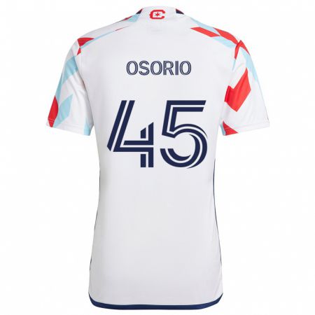 Kandiny Bambino Maglia Harold Osorio #45 Bianco Rosso Blu Kit Gara Away 2024/25 Maglietta