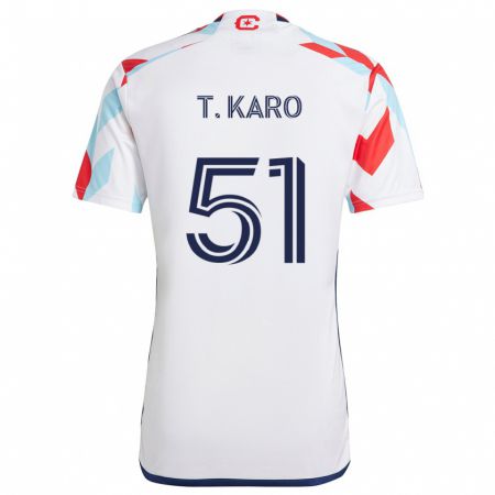 Kandiny Bambino Maglia David Tchétchao Karo #51 Bianco Rosso Blu Kit Gara Away 2024/25 Maglietta