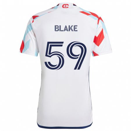 Kandiny Bambino Maglia Romain Blake #59 Bianco Rosso Blu Kit Gara Away 2024/25 Maglietta