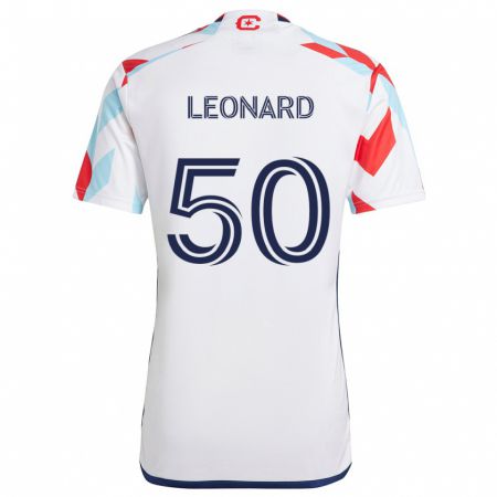 Kandiny Bambino Maglia Eric Leonard #50 Bianco Rosso Blu Kit Gara Away 2024/25 Maglietta