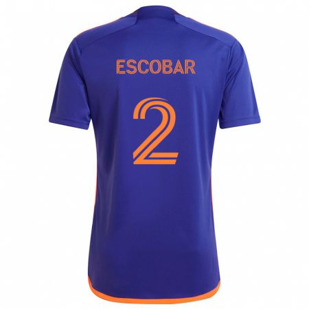 Kandiny Bambino Maglia Franco Escobar #2 Viola Arancione Kit Gara Away 2024/25 Maglietta