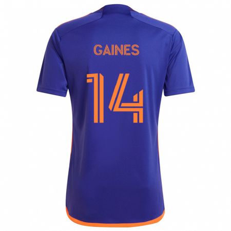 Kandiny Kinderen Mckinze Gaines #14 Paars Oranje Uitshirt Uittenue 2024/25 T-Shirt België