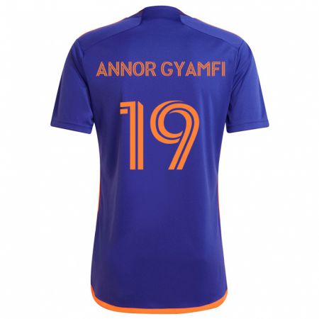 Kandiny Kinderen Stephen Annor Gyamfi #19 Paars Oranje Uitshirt Uittenue 2024/25 T-Shirt België