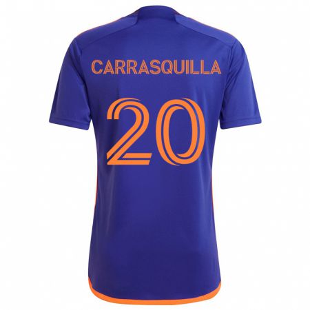 Kandiny Niño Camiseta Adalberto Carrasquilla #20 Púrpura Naranja 2ª Equipación 2024/25 La Camisa