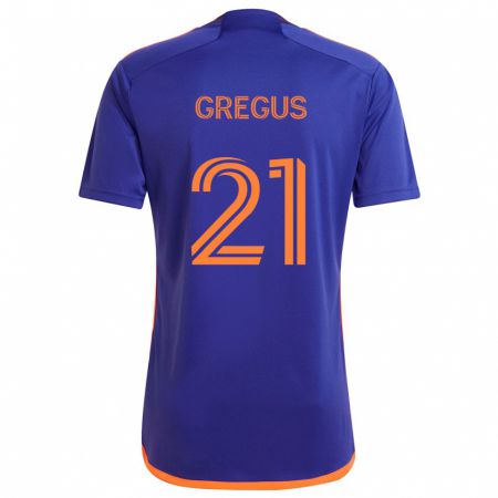 Kandiny Bambino Maglia Jan Gregus #21 Viola Arancione Kit Gara Away 2024/25 Maglietta