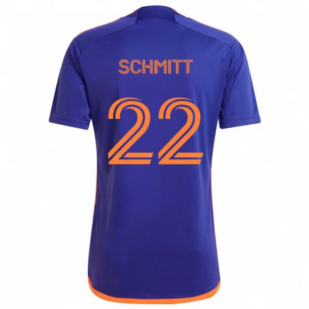 Kandiny Bambino Maglia Tate Schmitt #22 Viola Arancione Kit Gara Away 2024/25 Maglietta