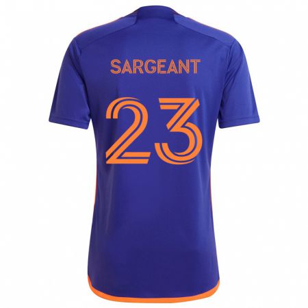 Kandiny Bambino Maglia Kieran Sargeant #23 Viola Arancione Kit Gara Away 2024/25 Maglietta