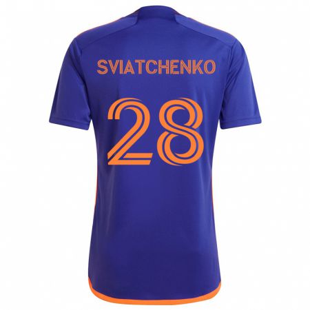 Kandiny Niño Camiseta Erik Sviatchenko #28 Púrpura Naranja 2ª Equipación 2024/25 La Camisa