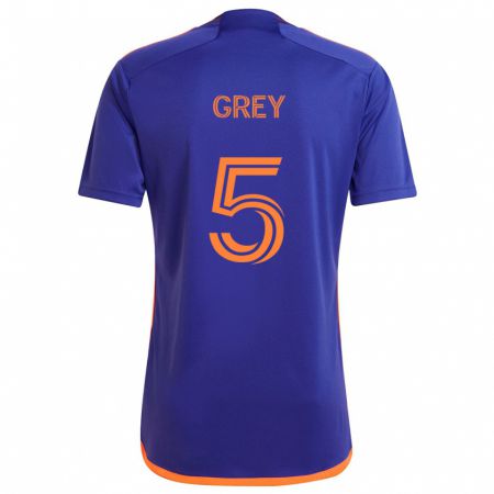 Kandiny Bambino Maglia Omar Grey #5 Viola Arancione Kit Gara Away 2024/25 Maglietta