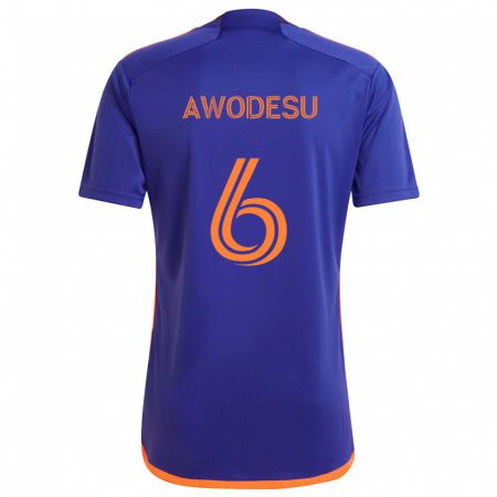 Kandiny Niño Camiseta Femi Awodesu #6 Púrpura Naranja 2ª Equipación 2024/25 La Camisa