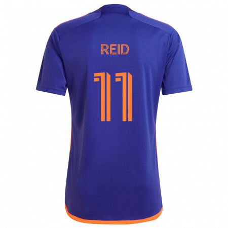 Kandiny Niño Camiseta Isaiah Reid #11 Púrpura Naranja 2ª Equipación 2024/25 La Camisa