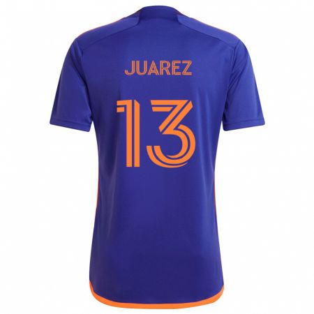 Kandiny Niño Camiseta Jathan Juarez #13 Púrpura Naranja 2ª Equipación 2024/25 La Camisa