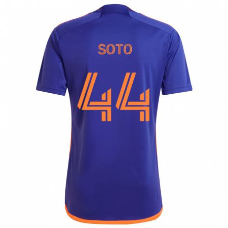 Kandiny Niño Camiseta Ezekiel Soto #44 Púrpura Naranja 2ª Equipación 2024/25 La Camisa