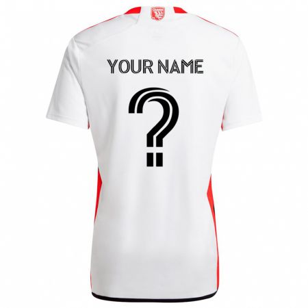 Kandiny Bambino Maglia Il Tuo Nome #0 Bianco Rosso Kit Gara Away 2024/25 Maglietta