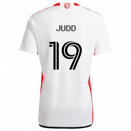 Kandiny Bambino Maglia Preston Judd #19 Bianco Rosso Kit Gara Away 2024/25 Maglietta