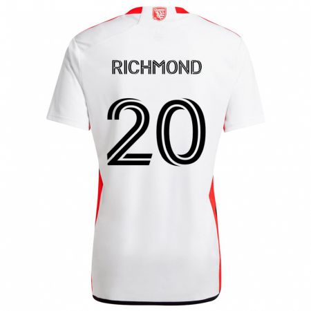 Kandiny Bambino Maglia Will Richmond #20 Bianco Rosso Kit Gara Away 2024/25 Maglietta