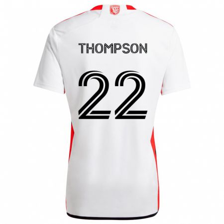 Kandiny Kinderen Tommy Thompson #22 Wit Rood Uitshirt Uittenue 2024/25 T-Shirt