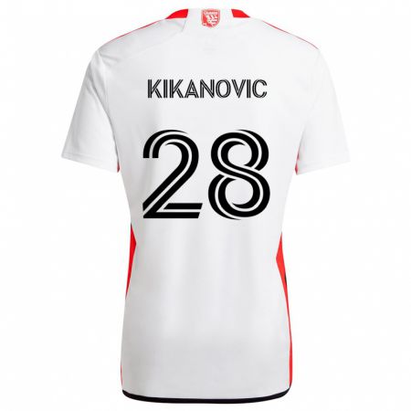 Kandiny Bambino Maglia Benjamin Kikanović #28 Bianco Rosso Kit Gara Away 2024/25 Maglietta